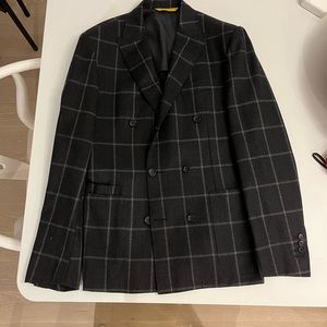 Canali Grey windowpane DB Kei suit 48 (32)